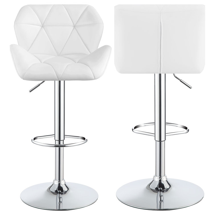 Berrington Chrome White Adjustable Bar Stools Set of 2